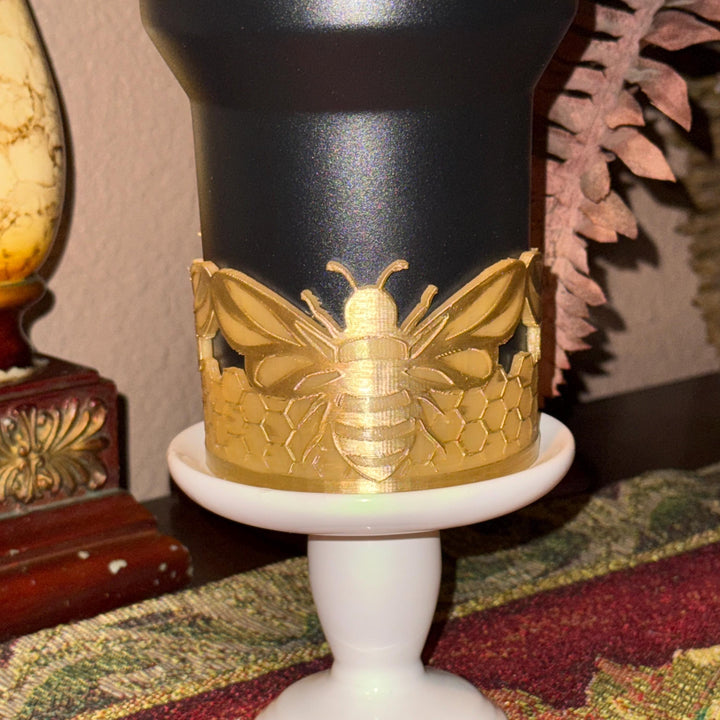 Bee Honeycomb Tumbler Boot or Halo Bangle, Tumbler Boot Sleeve, Unique Gift gold accents