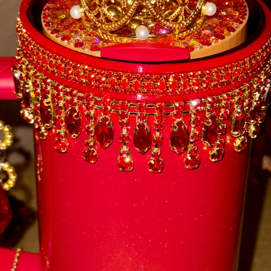 Scarlet Fancy Rhinestone Princess Accessory Collection, Stanley tumblers Crown Topper, Royal Queen Halo Bling Bangle Band Boot Straw magnets