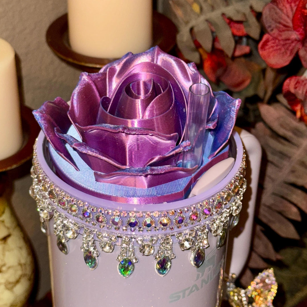 Starlit Iris Lavender Iridescent Rhinestone Princess Accessory Collection for Stanley tumblers, Princess Crown Topper Bling Bangle Band