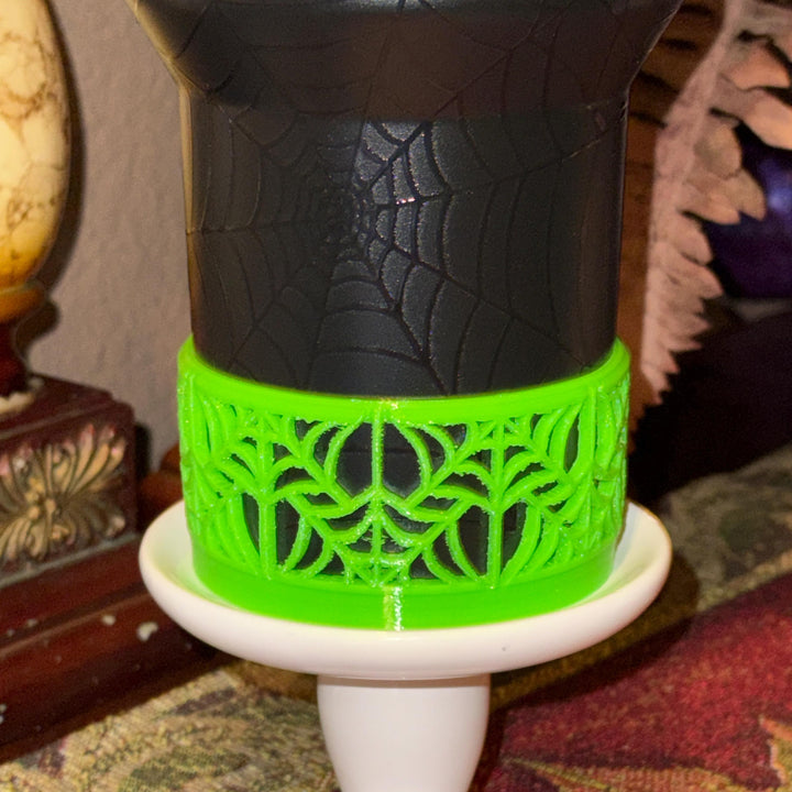 Halloween Neon Green Spiderweb Tumbler Topper and Boot, Halloween Tumbler Sleeve, Fits your 40 oz Web Glow Stanley, Unique Gift, BEST SELLER
