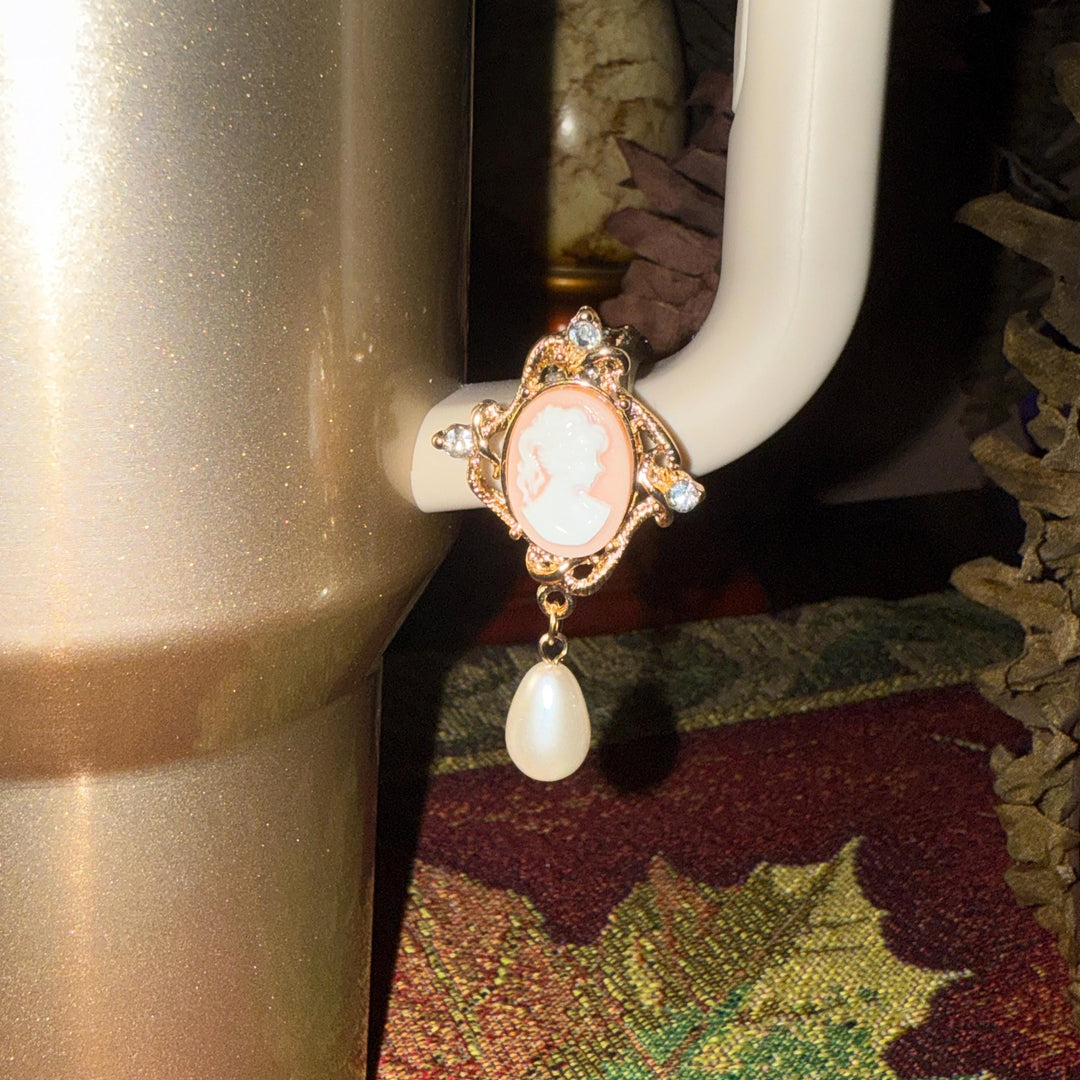 Fancy Victorian Rhinestone Cup Handle Clip Charm, Tumbler Charm Accessory