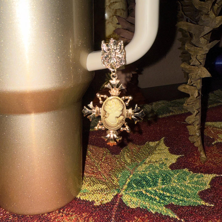 Fancy Victorian Rhinestone Cup Handle Clip Charm, Tumbler Charm Accessory