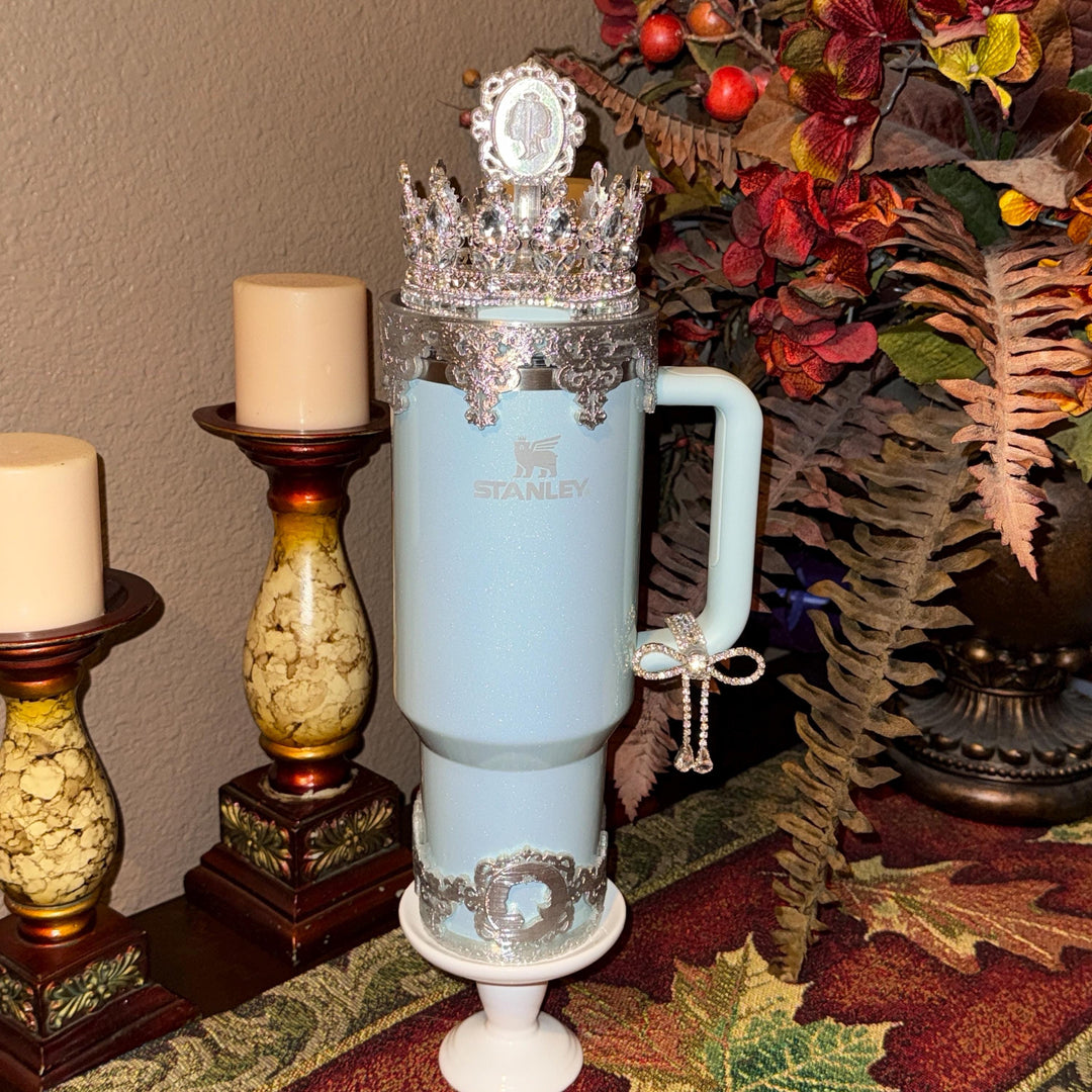 Fancy Detailed Princess Queen Tumbler Boot, Halo, Deluxe Crown, handle charm and Straw Topper Collection, fits Stanley Tumblers, Unique Gift
