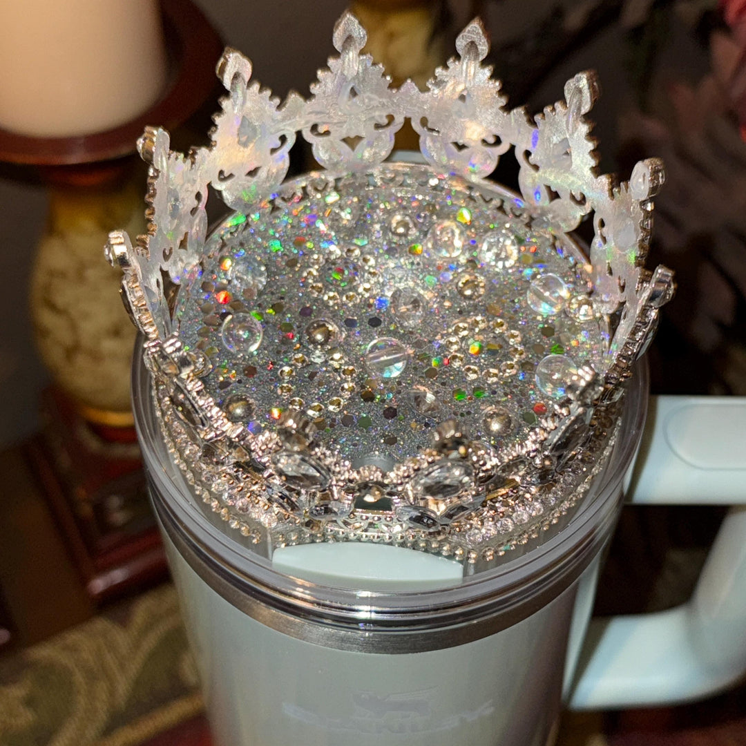 Fancy Diamond Princess Queen Tumbler Boot, Halo, Deluxe Crown, handle charm and Straw Topper Collection, fits Stanley Tumblers, Unique Gift