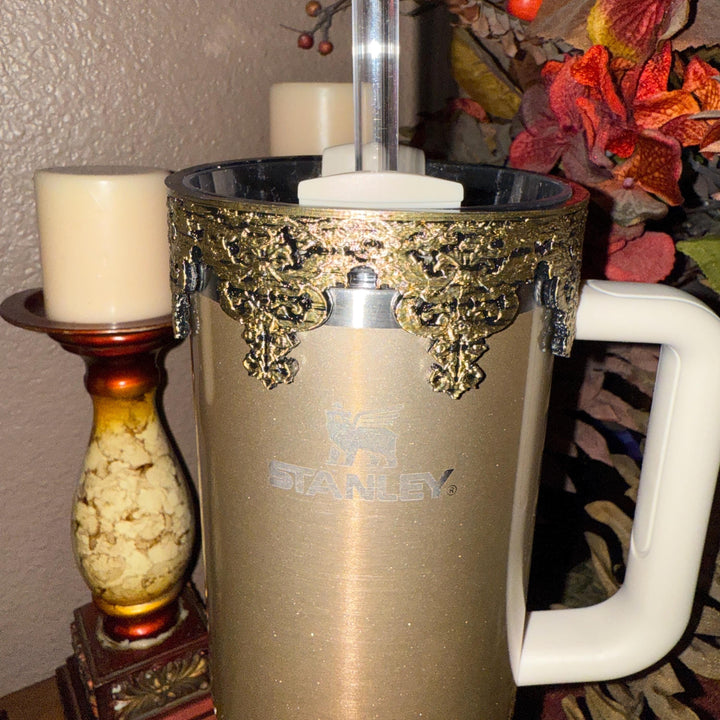 Fancy Detailed Princess Queen Tumbler Boot, Halo, Deluxe Crown and Straw Topper Collection, fits Stanley Tumblers, Unique Gift
