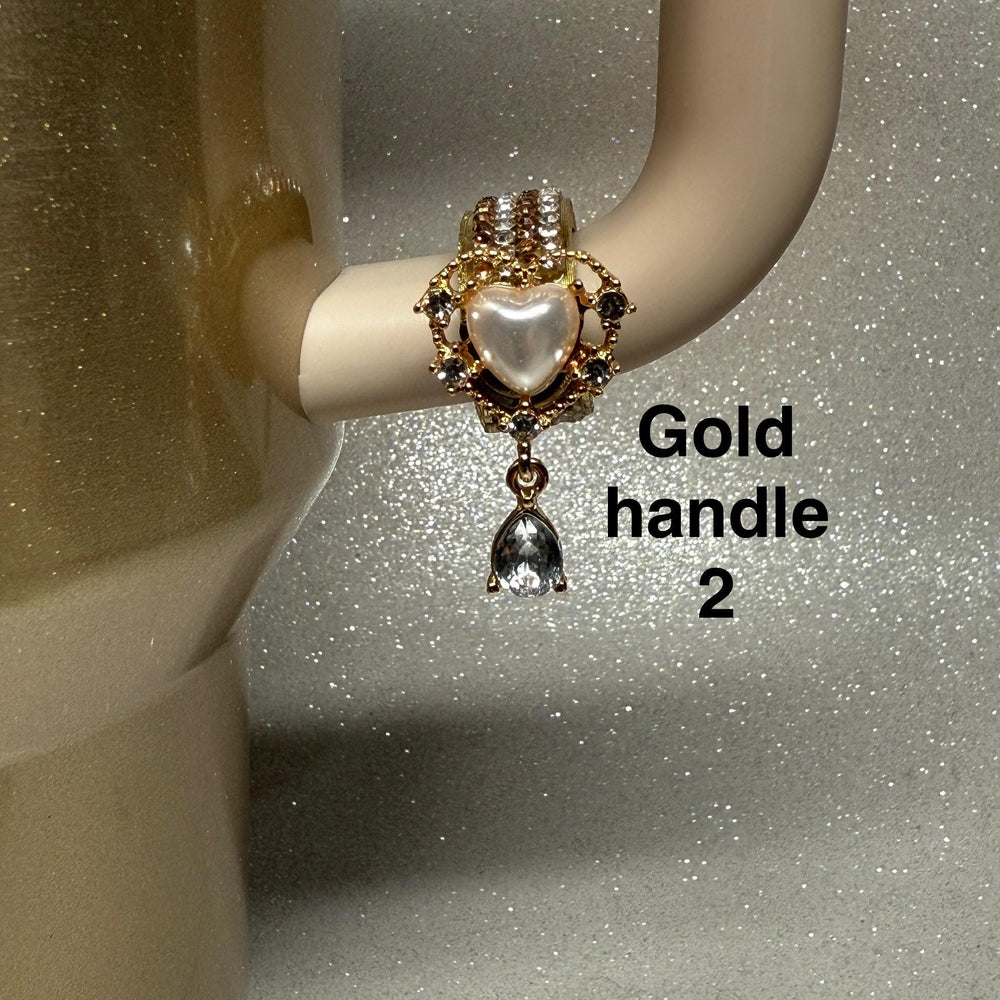 Beautiful Gold and Silver Hanging Rhinestone Cup Handle Clip – Magnetic Tumbler Charm Accessory