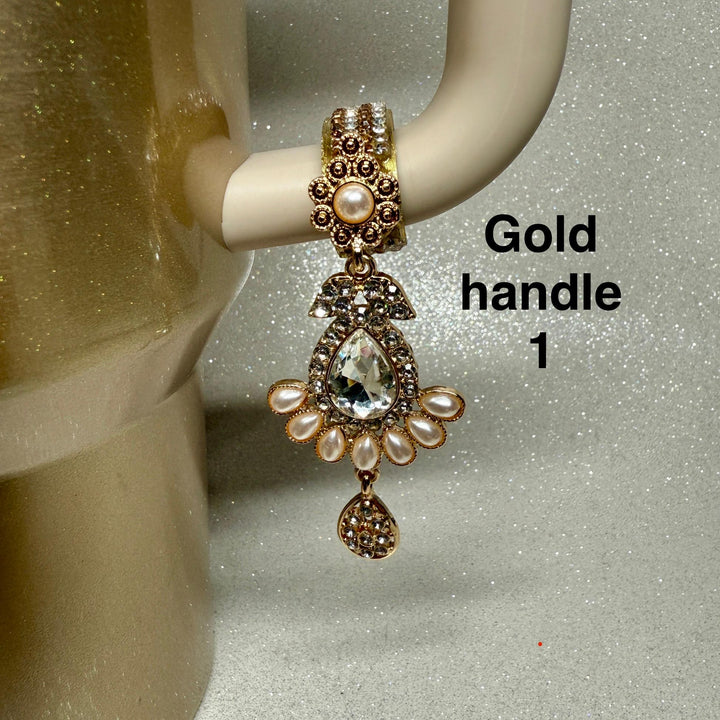 Beautiful Gold and Silver Hanging Rhinestone Cup Handle Clip – Magnetic Tumbler Charm Accessory