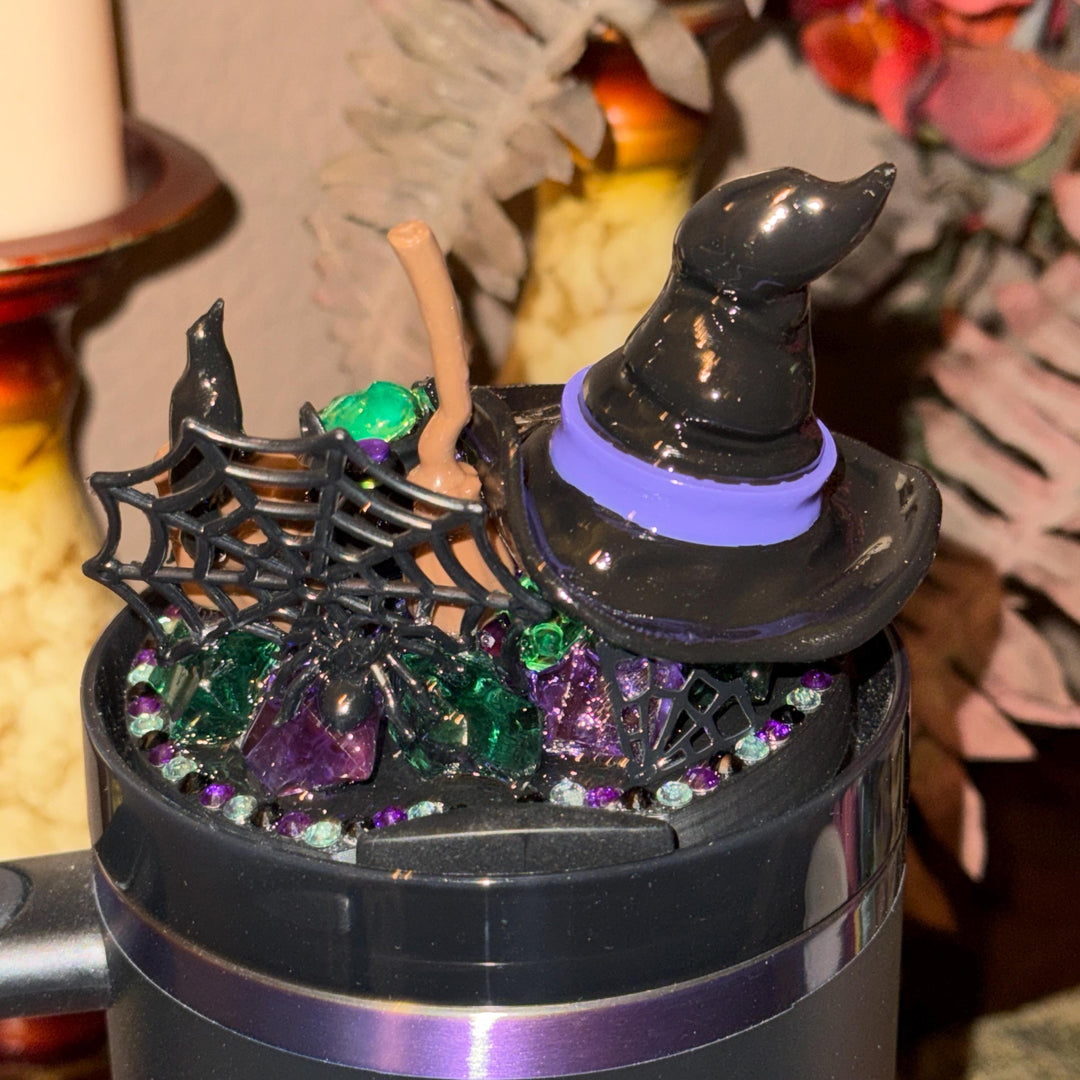 Halloween Witch Tumbler Topper, Halloween tumbler lid, Halloween gift, 3D Decorative Lid - HOT SELLER, unique gift