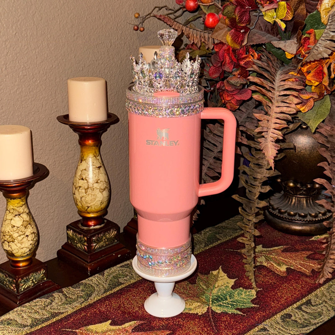 Flat Fancy Rhinestone Tumbler Princess Collection emblished with colorful rhinestones, Stanley tumbler accessories, unique gift, silver