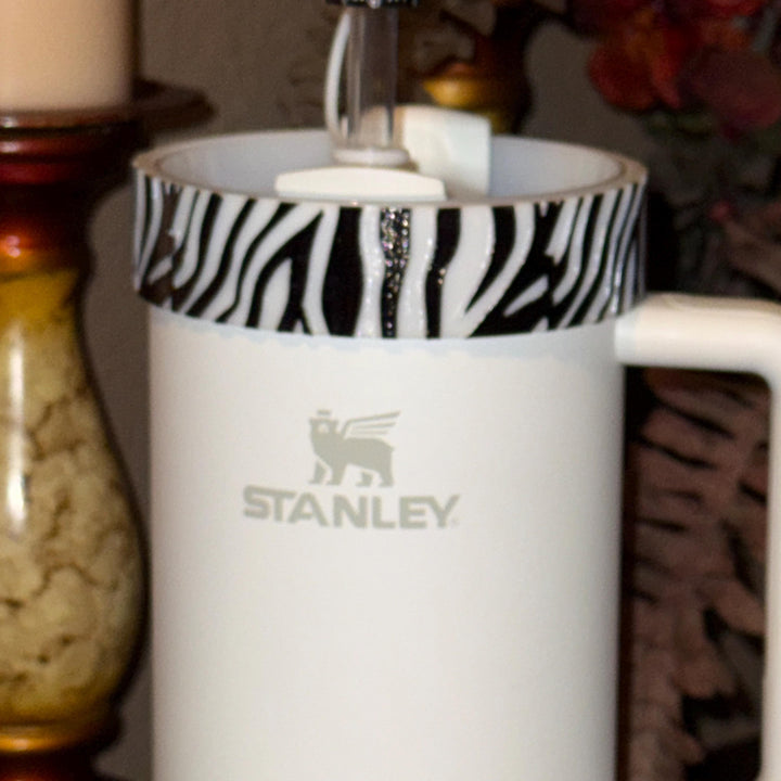Zebra stripe Tumbler Boot Halo Choker or straw topper, fits your 20/30 or 40 oz Stanley