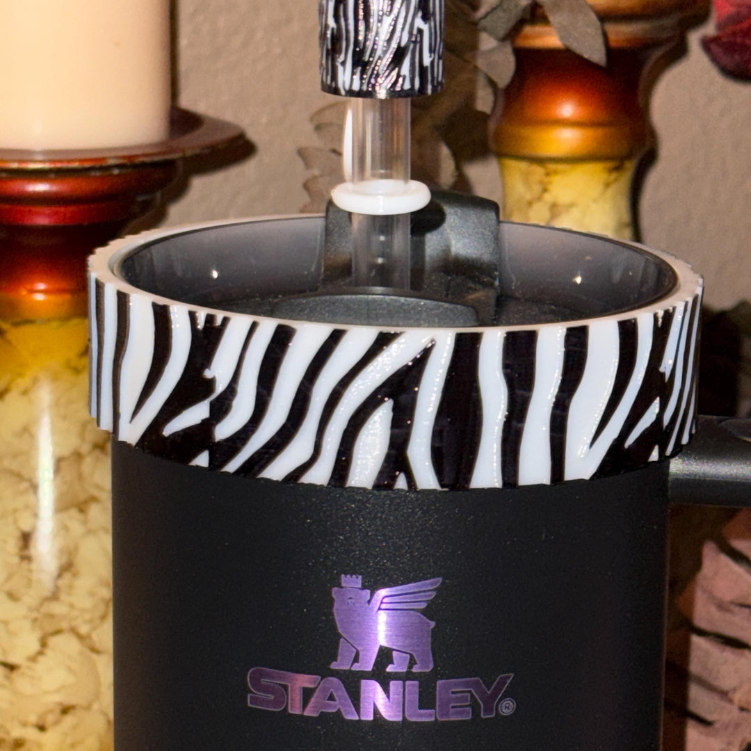 Zebra stripe Tumbler Boot Halo Choker or straw topper, fits your 20/30 or 40 oz Stanley