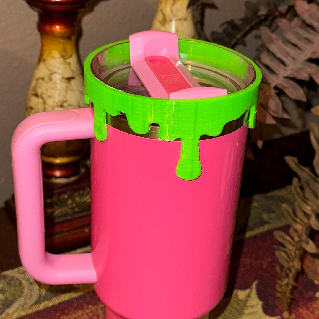Slime drips Lid Halo Bangle and Boot for Stanley tumblers, Neon Lime Green, Tumbler Sleeves, BEST SELLER