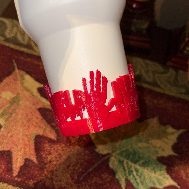 Help Handprint Blood drips Tumbler Boot Lid Halo Bangle and Boot for Stanley Accessories, Cup Sleeve