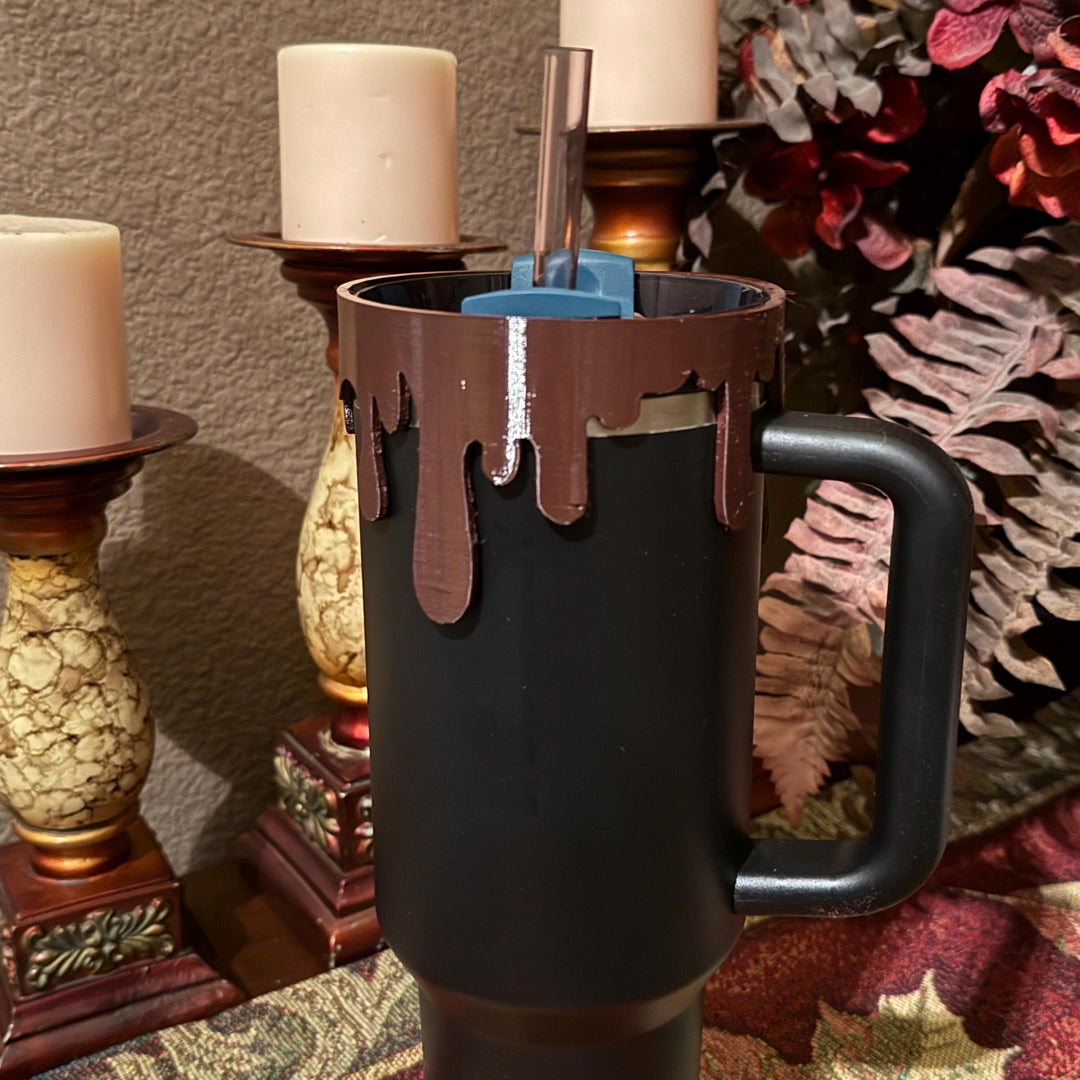 Chocolate drips Lid Halo Bangle for Stanley tumblers, Brown halo bangle, Tumbler Sleeves