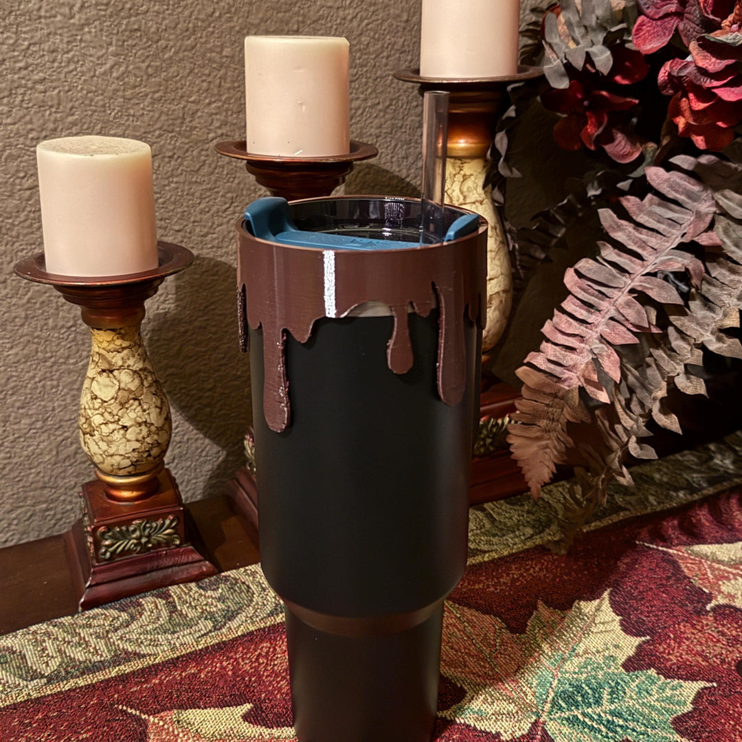 Chocolate drips Lid Halo Bangle for Stanley tumblers, Brown halo bangle, Tumbler Sleeves