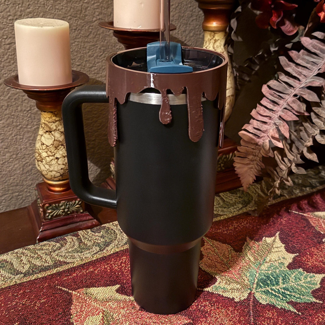 Chocolate drips Lid Halo Bangle for Stanley tumblers, Brown halo bangle, Tumbler Sleeves