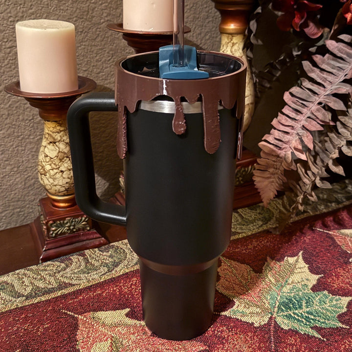 Chocolate drips Lid Halo Bangle for Stanley tumblers, Brown halo bangle, Tumbler Sleeves
