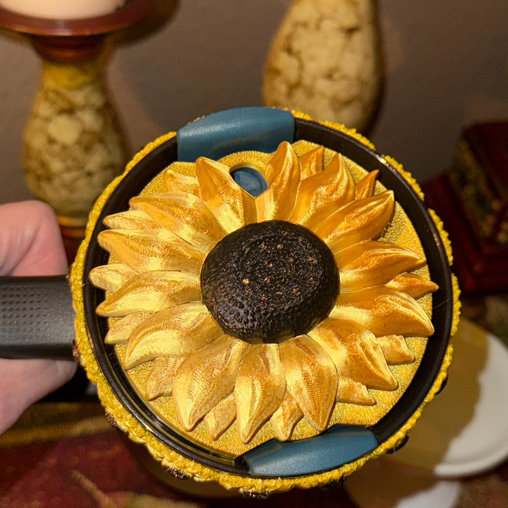 Sunflower Tumbler Boot or halo bangle, straw or lid topper, Flower Cup Sleeve, Unique Gift, Gold black