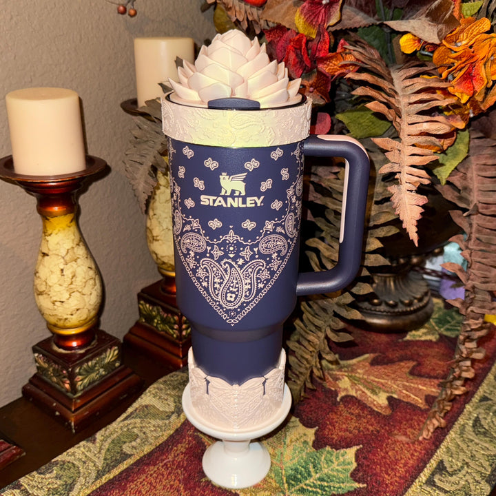 Handkerchief Bandana Western Boot Sleeve, Stanley Blue Corn Paisley, Tumbler Accessories, Unique Gift,