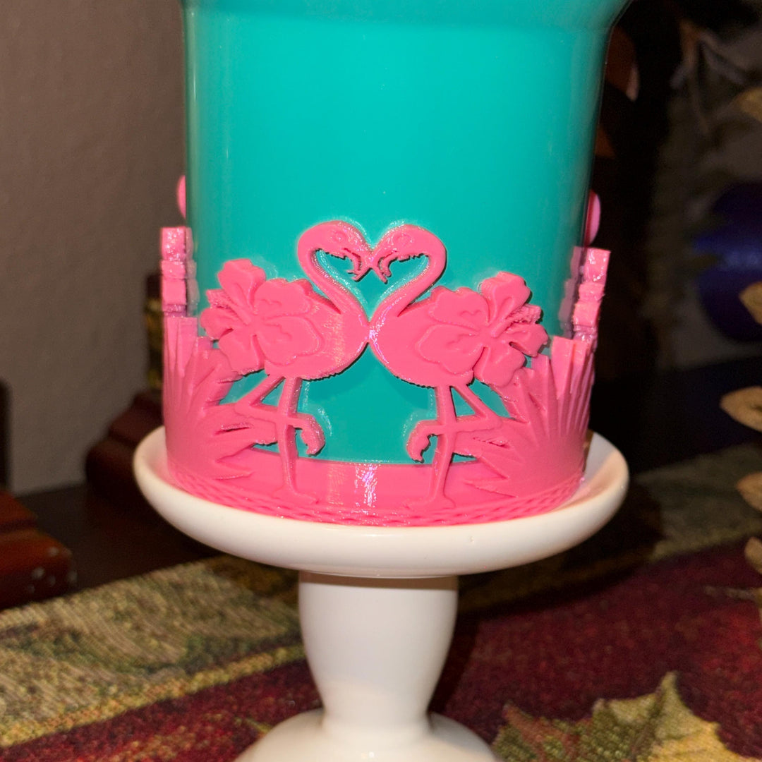Tropical Flamingo Tumbler Boot, Cabana beach Tumbler Boot Sleeve, Unique Gift, multiple color