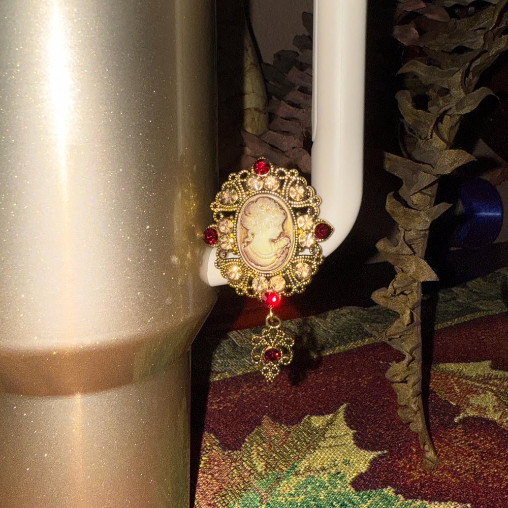 Fancy Victorian Rhinestone Cup Handle Clip Charm, Tumbler Charm Accessory