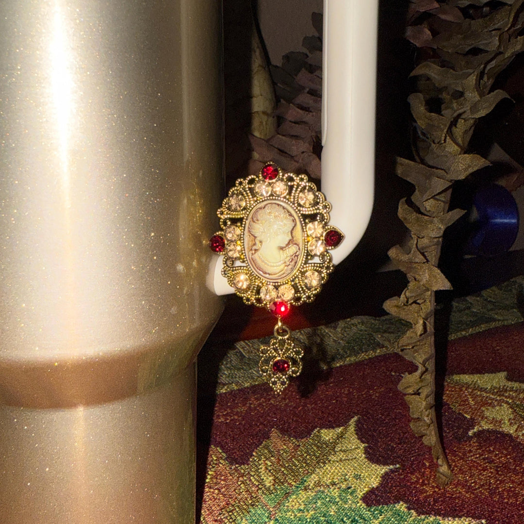 Fancy Victorian Rhinestone Cup Handle Clip Charm, Tumbler Charm Accessory