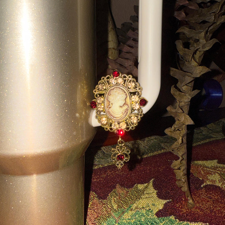 Fancy Victorian Rhinestone Cup Handle Clip Charm, Tumbler Charm Accessory