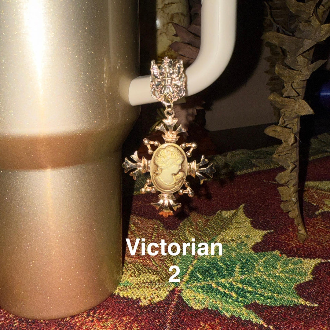 Fancy Victorian Rhinestone Cup Handle Clip Charm, Tumbler Charm Accessory