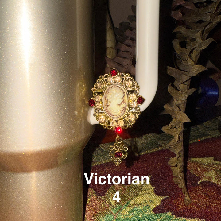 Fancy Victorian Rhinestone Cup Handle Clip Charm, Tumbler Charm Accessory