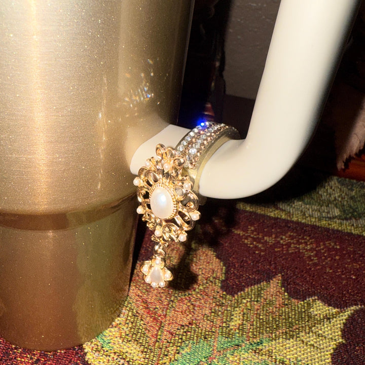 Fancy Victorian Rhinestone Cup Handle Clip Charm, Tumbler Charm Accessory