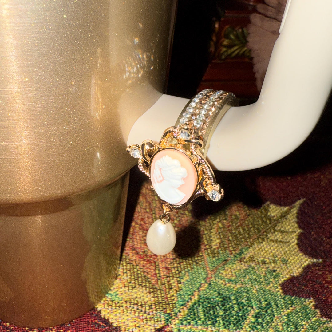 Fancy Victorian Rhinestone Cup Handle Clip Charm, Tumbler Charm Accessory