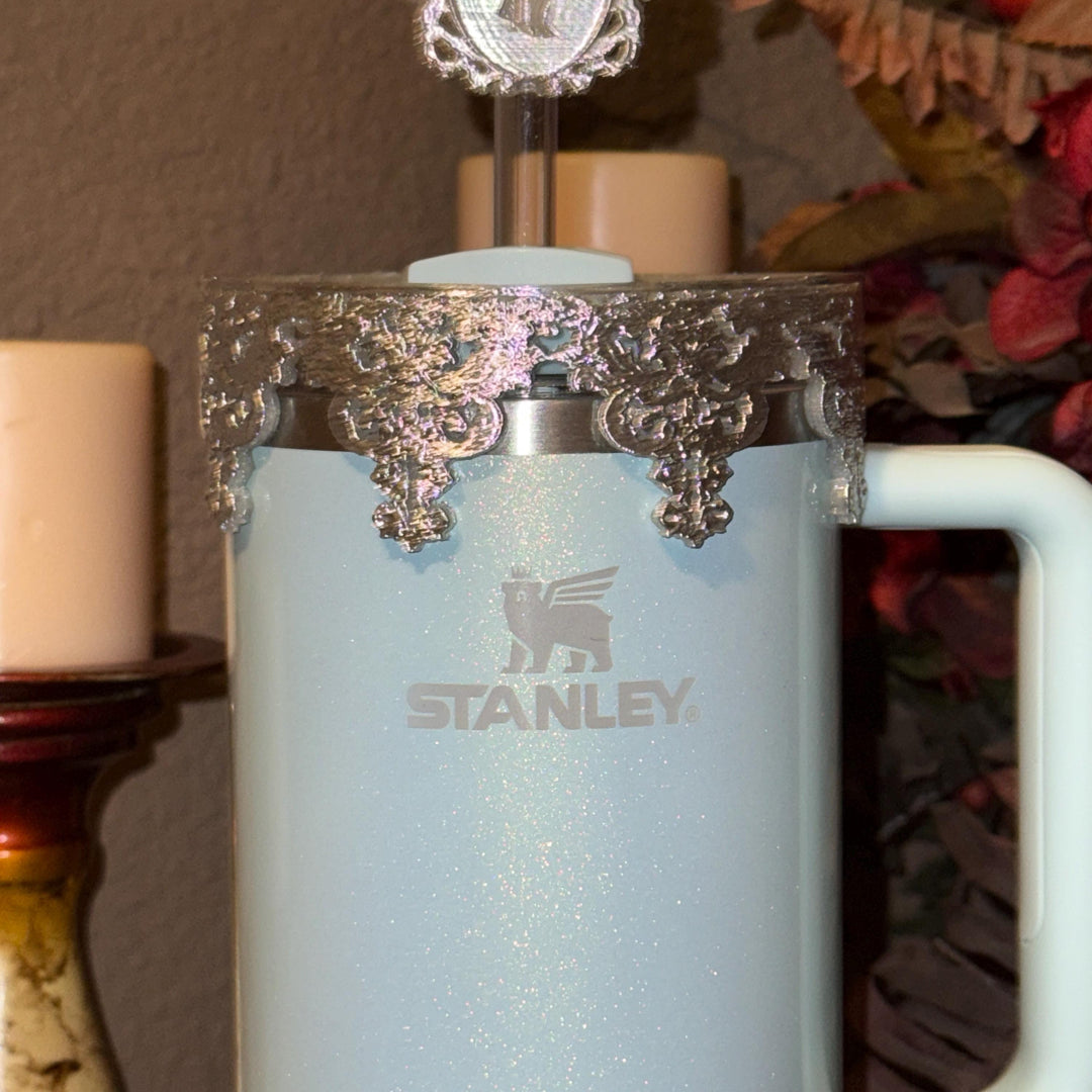 Fancy Detailed Princess Queen Tumbler Boot, Halo, Deluxe Crown, handle charm and Straw Topper Collection, fits Stanley Tumblers, Unique Gift
