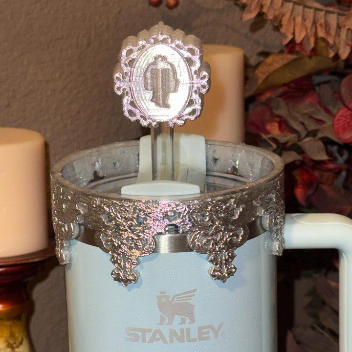 Fancy Detailed Princess Queen Tumbler Boot, Halo, Deluxe Crown, handle charm and Straw Topper Collection, fits Stanley Tumblers, Unique Gift