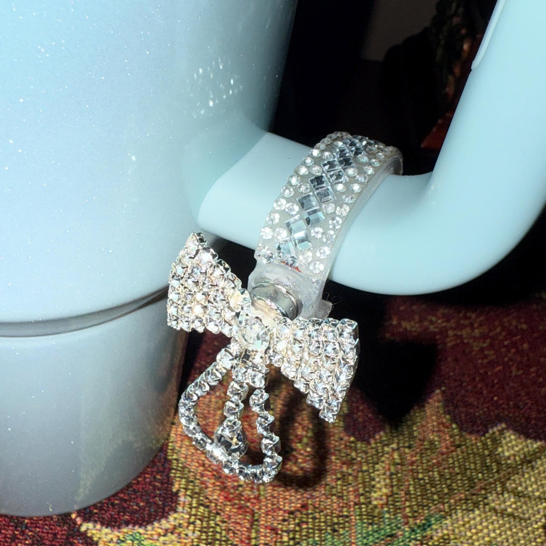 Beautiful Bow and Bling Rhinestone Cup Handle Clip – Magnetic Tumbler Charm Accessory