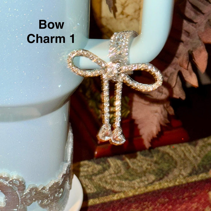 Beautiful Bow and Bling Rhinestone Cup Handle Clip – Magnetic Tumbler Charm Accessory
