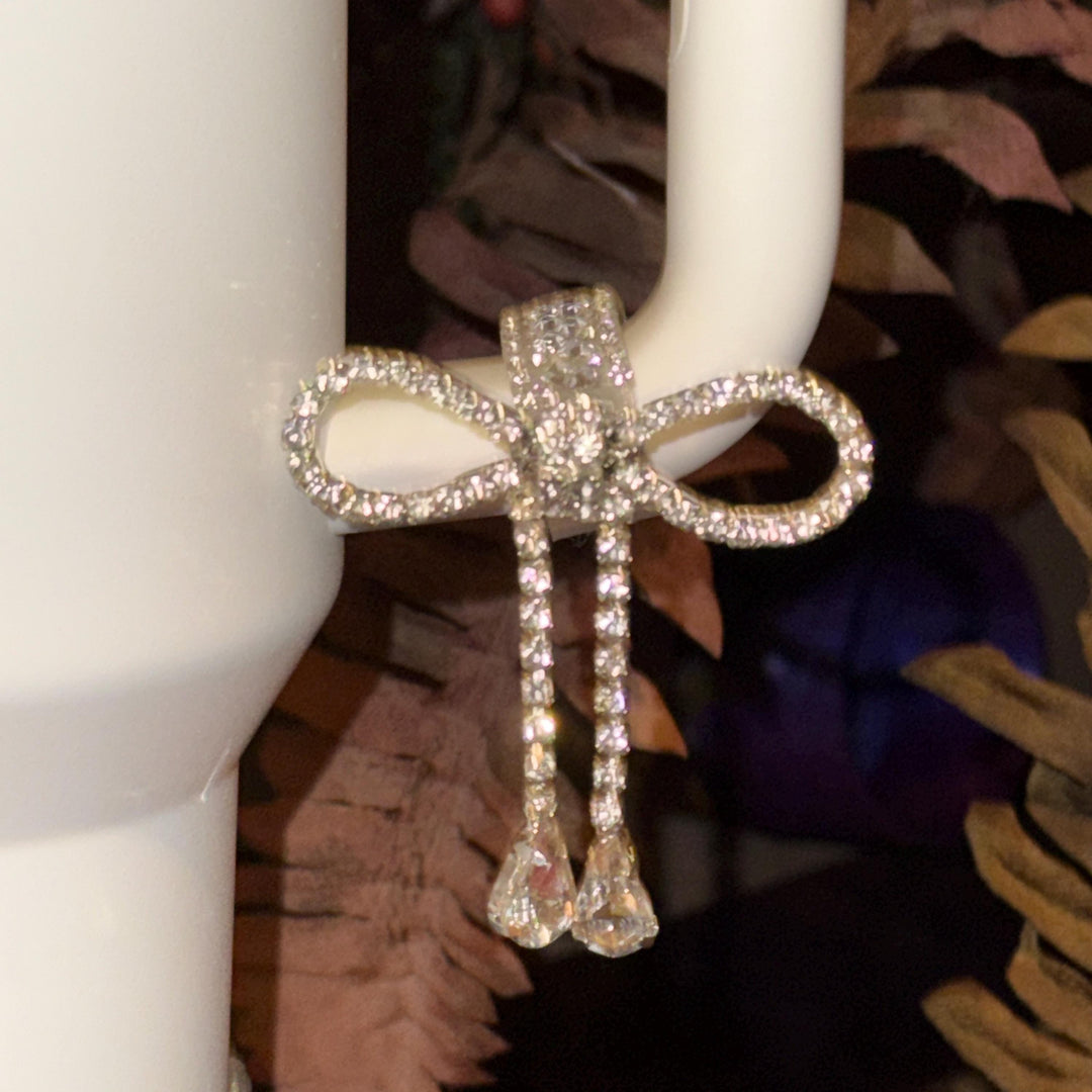 Beautiful Bow and Bling Rhinestone Cup Handle Clip – Magnetic Tumbler Charm Accessory