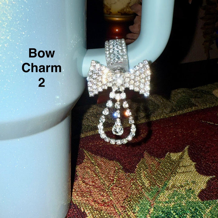 Beautiful Bow and Bling Rhinestone Cup Handle Clip – Magnetic Tumbler Charm Accessory