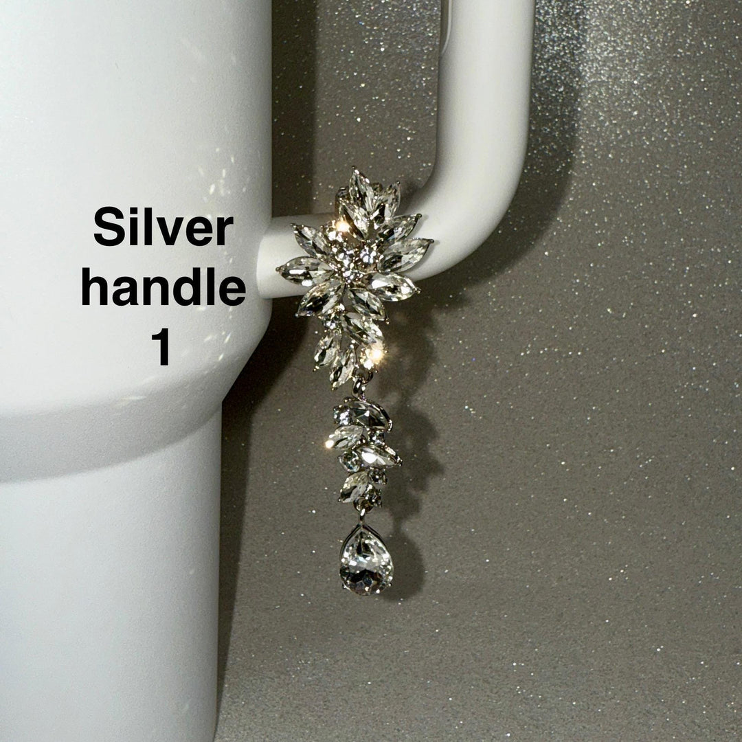Beautiful Gold and Silver Hanging Rhinestone Cup Handle Clip – Magnetic Tumbler Charm Accessory