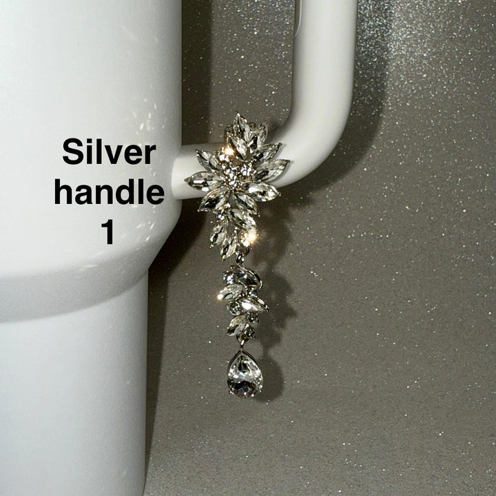 Beautiful Gold and Silver Hanging Rhinestone Cup Handle Clip – Magnetic Tumbler Charm Accessory