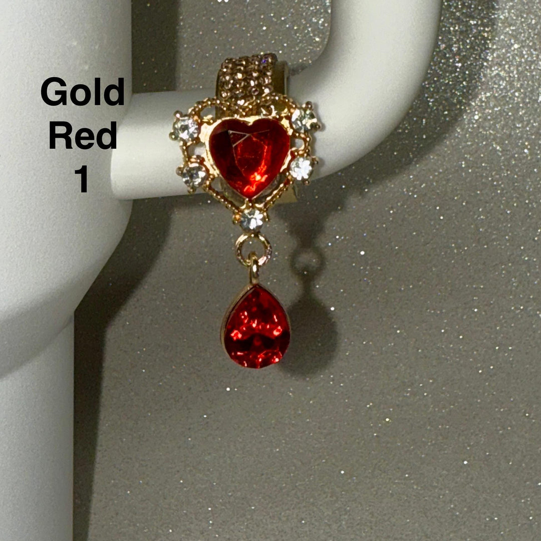 Gold Ruby Garnet Beautiful Gold Hanging Rhinestone Cup Handle Clip – Magnetic Tumbler Charm Accessory