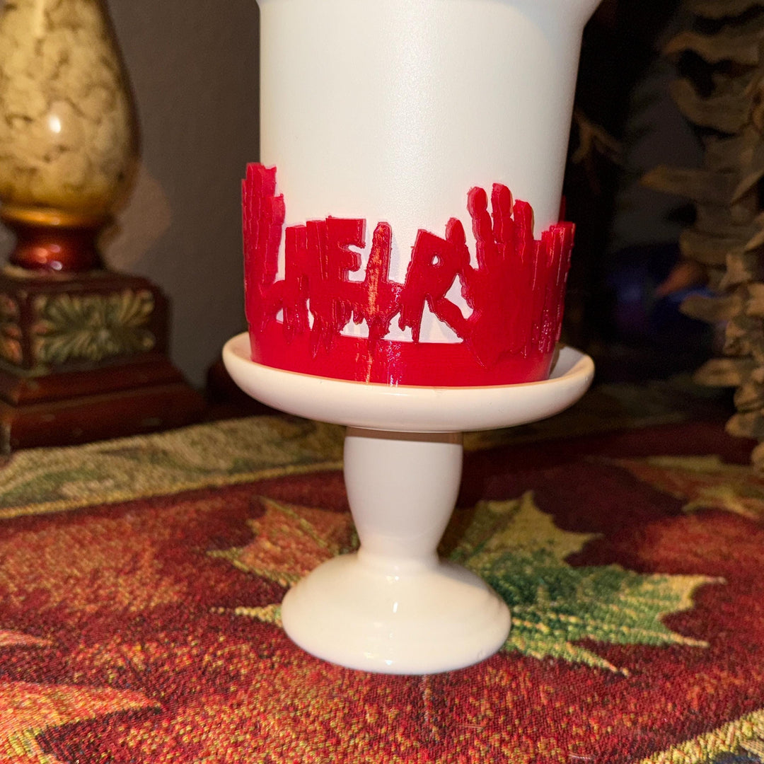 Help Handprint Blood drips Tumbler Boot Lid Halo Bangle and Boot for Stanley Accessories, Cup Sleeve