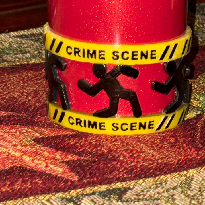 Crime Scene Tumbler Accessories, caution tape, corpse, blood, body, boot, halo, topper for Stanley tumblers