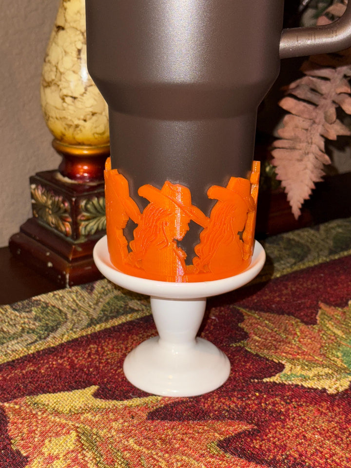 Orange Cowboy Boots Hat Cowgirl Western Camo Tumbler Boot, fits Stanley Tumbler, Cup Boot Sleeve, Unique Gift