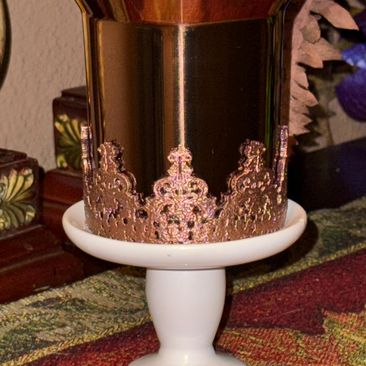 Damask Lace Tumbler Halo or Boot, Stanley accessories, unique gift, rose gold dark brown, Quencher Pro Tour