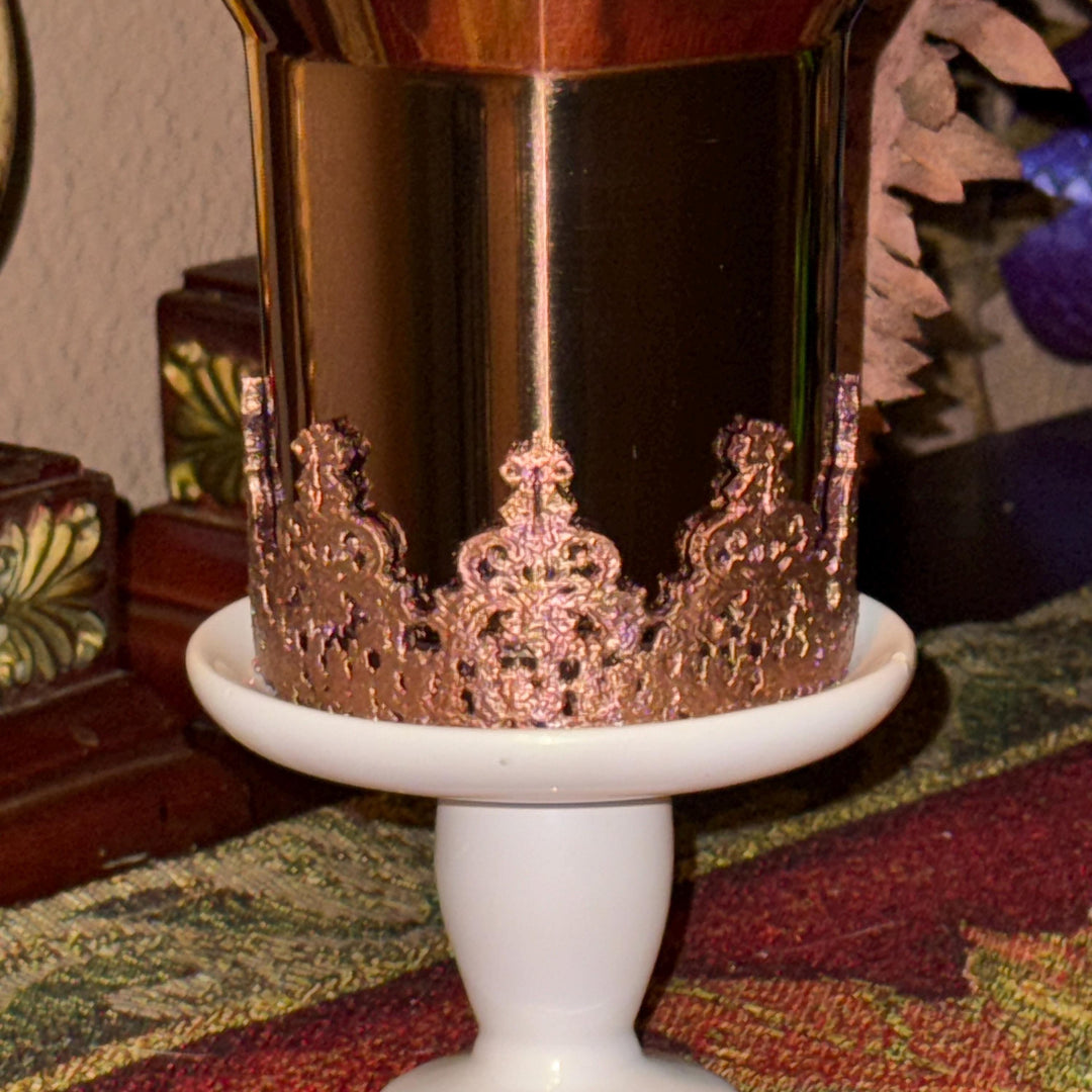 Damask Lace Tumbler Halo or Boot, Straw topper, Stanley accessories, unique gift, rose gold dark brown, Quencher Pro Tour