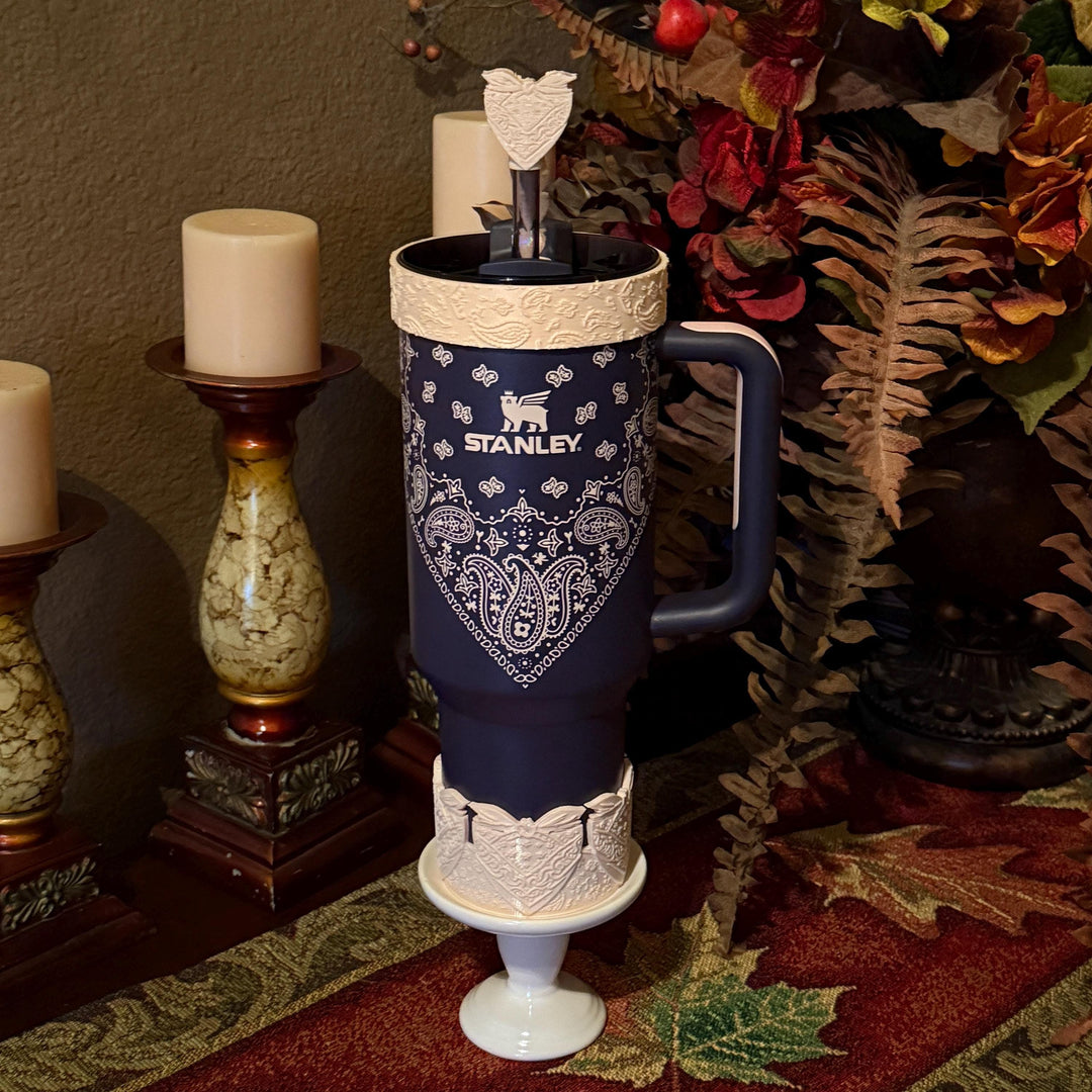 Handkerchief Bandana Western Boot Sleeve, Stanley Blue Corn Paisley, Tumbler Accessories, Unique Gift,