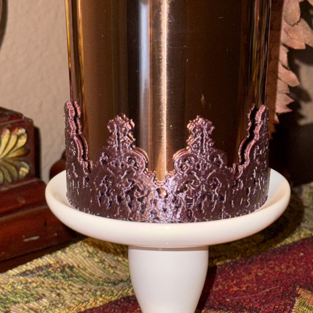 Damask Lace Tumbler Halo or Boot, Stanley accessories, unique gift, deep purple, egg plant, rose gold, Quencher and Pro Tour