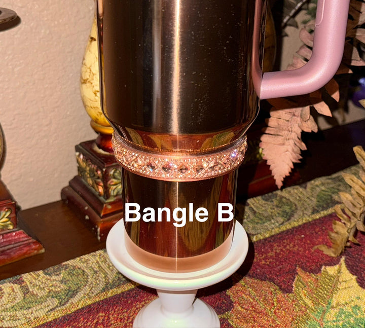 Mesa Rose Gold Flat Fancy Rhinestone Tumbler Princess Collection, Stanley tumbler accessories, unique gift, Crown Halo Boot Straw Topper Bow