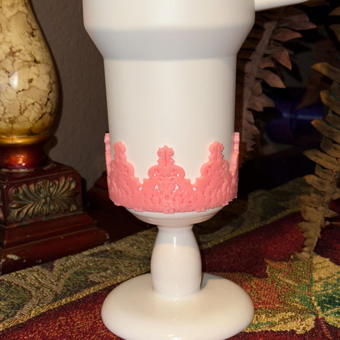 Beautiful Pink Damask Lace Lid Halo Bangle and Boot for Stanley tumblers, Fancy Tumbler Sleeves, Hot Seller