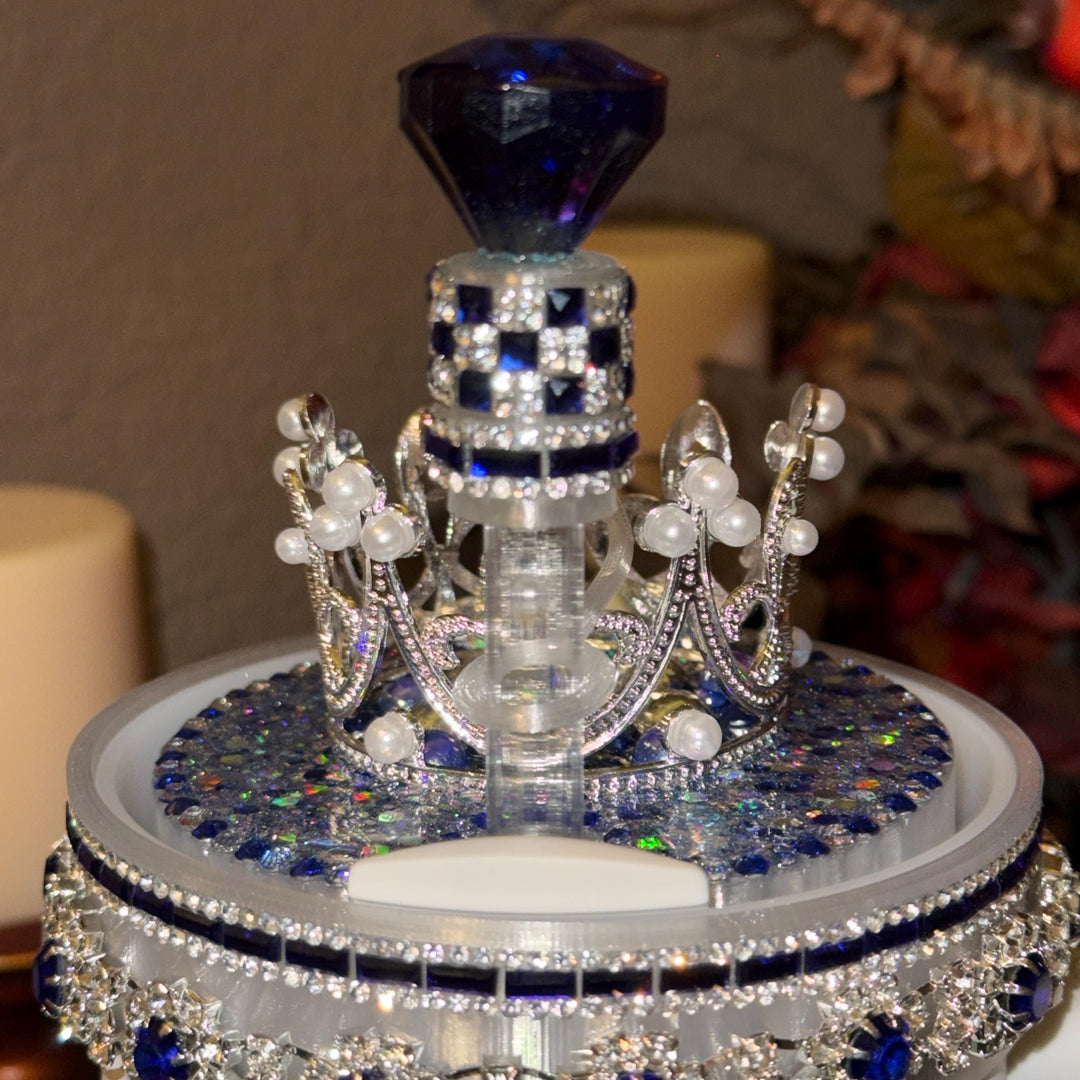 Elegant Blue Sapphire and Silver Rhinestone Royal Princess Accessories for Stanley Tumblers Queen Bling Fancy, Boujie Collection Unique Gift